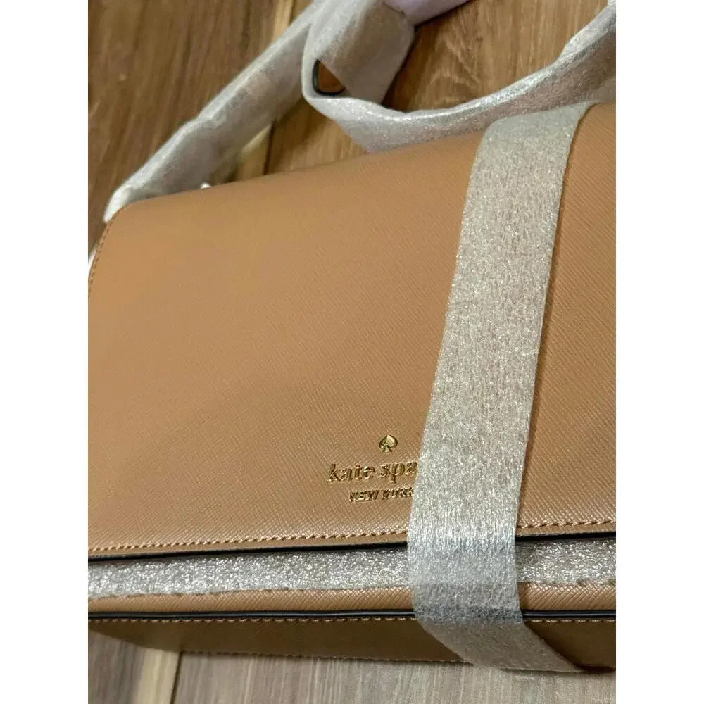 NWT! Kate Spade New York Staci Saffiano Leather Shoulder Bag in Light Fawn - Picture 3 of 7